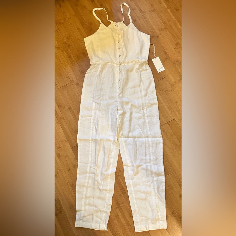 MATE the Label Linen Tank Jumpsuit – Natural / Cream – NWT – Size L